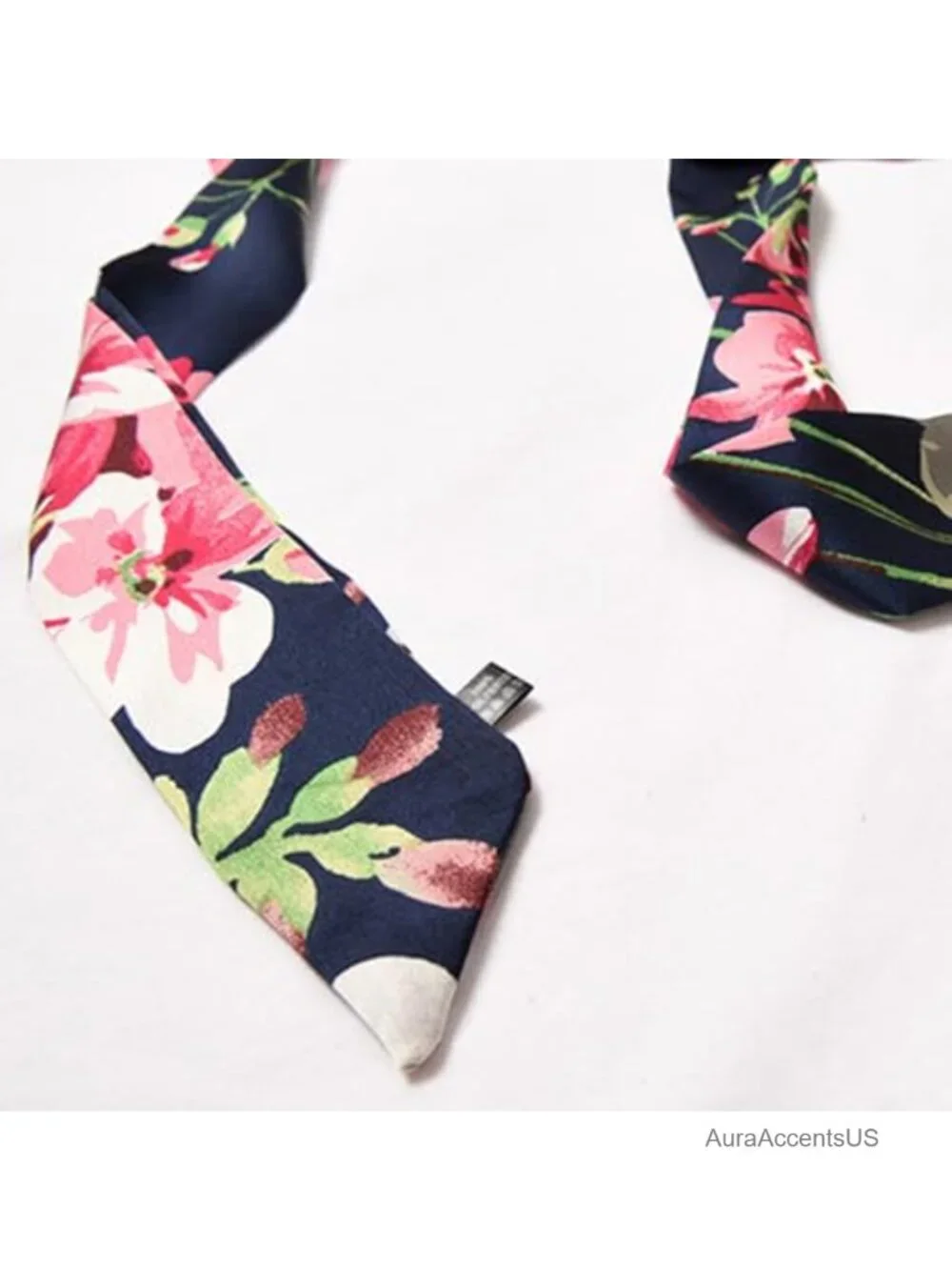 Satin Floral Skinny Scarf - Long 78
